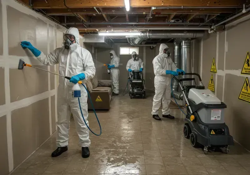 Basement Moisture Removal and Structural Drying process in Spur, TX